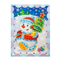 Аппликация из страз 18*25см  "Снеговик" 3+
