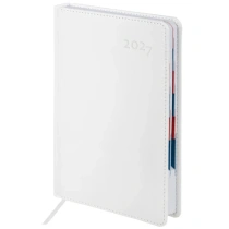 Ежедневник датированный 2027 А5 148х218 мм, GALANT "White", под кожу, белый, 118080