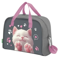 Сумка для занятий с плечевым ремнем, подкладкой BRAUBERG KIDS с ручками, 35x25x15 см, "Purr cat", 274629