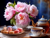 Алмаз мозаика (класс.) 30х40 см, без подр., с полн. заполн.(30цв) Чайный натюрморт  (Арт.НД-6406)|РЫ|НД-6406