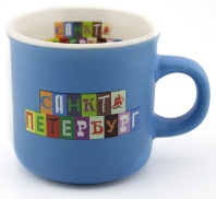 Кружка сувенирная 100мл "Санкт-Петербург" фарфор, синяя
