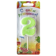 Свеча-цифра "2" сахарная, 4см