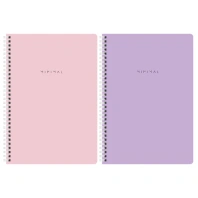 Тетради ДЭК А4 96 л. КОМПЛЕКТ 2 шт. BRAUBERG гребень, клетка, матовая ламинация, MINIMAL PASTEL, 404879