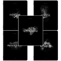 Тетради ДЭК А5 48 л. КОМПЛЕКТ 5 шт. BRAUBERG скоба, клетка, матовая ламинация, SHADOWS, 404916