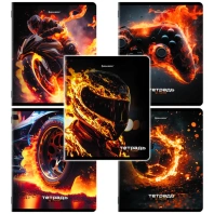 Тетради ДЭК А5 48 л. КОМПЛЕКТ 5 шт. BRAUBERG, скоба, клетка, глянцевый лак, "SPORTS", 404934