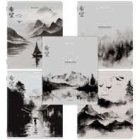 Тетради ДЭК А5 48 л. КОМПЛЕКТ 5 шт. BRAUBERG скоба, клетка, матовая ламинация, CALM NATURE, 404951