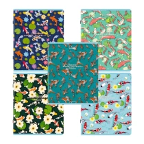 Тетради ДЭК А5 48 л. КОМПЛЕКТ 5 шт. BRAUBERG скоба, клетка, TWIN-лак, "Карпы Кои", 404907