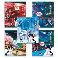 Тетради ДЭК А5 48 л. КОМПЛЕКТ 5 шт. BRAUBERG, скоба, клетка, матовая ламинация, лак, "Аниме Кот", 404671