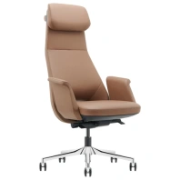 Кресло HAWASAN PREMIUM EX-840 STELLAR, синхромеханизм, алюминий, экокожа, коричневое, 533242