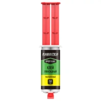 Клей эпоксидный прозрачный, смола + отвердитель, шприц, насадка миксер, лопатка, 2х25 мл, RABBITEX (РАББИТЕКС) "ДВА СЛОНА", 609809