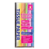 Цветная бумага ТИШЬЮ 17г/м2, 50х66см, 100 листов 20 цветов пастель ассорти, ЗОЛОТАЯ СКАЗКА, 116495