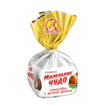 Конфеты СЛАВЯНКА "Маленькое чудо" с кокосовым вкусом и цельным орехом 1000 г, 12205