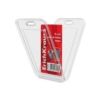 Бейдж вертикальный  в комплекте с лентой ErichKrause книжка, размер вставки 54х85 мм, прозрачный, цв