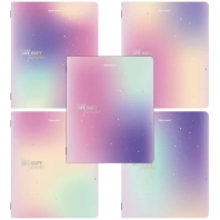 Тетради ДЭК А5 48 л. КОМПЛЕКТ 5 шт. BRAUBERG, скоба, клетка, матовая ламинация, фольга, "SHINE", 404962