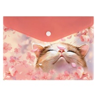 Конверт на кнопке  с рисунком А5 Цветочный кот, 24*17см