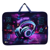 Папка А3 (475*345*40) с ручками, молния, ткань "Наушники неон"