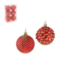 Набор елочных шаров  6 см, 6 шт., красный, пластик