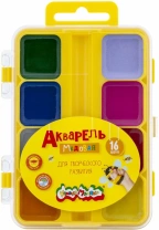 Акварель Каляка-Маляка квадр. кювет 16 цв. без кист. пласт.уп. европодвес|ФА|АМККМ16Е