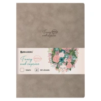 Тетрадь-скетчбук 60 л. обложка кожзам под замшу, сшивка, B5 (179х250мм), 70 г/м2, СЕРЫЙ, BRAUBERG CAPRISE, 403865 Тетрадь-скетчбук 60 л. обложка кожзам под замшу, сшивка, B5 (179х250мм), 70 г/м2, СЕРЫЙ, BRAUBERG CAPRISE, 403865