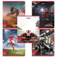 Тетради ДЭК А5 48 л. КОМПЛЕКТ 5 шт., BRAUBERG скоба, клетка, глянцевый лак, "Sport Club", 404675