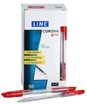 Ручка шарик. Linc CORONA PLUS красн. 0,7 мм прозр. шестигран. корп.|ФА|109214|3002N/red