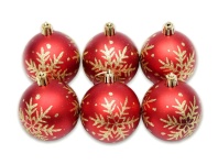 Набор елочных шаров  6 см,  6 шт. "Снежинка" красные