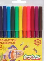 Фломастеры Каляка-Маляка классические 12 цв. кругл. корп. легкосмываемые блист. упак.|ФА|038260|ФКМ12