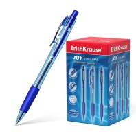 Ручка шариковая автомат. ErichKrause JOY® с резиновым хватом 0.7, тонированная, технол. суперскольж., чернила синие (в коробке по 50 шт.)