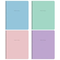 Тетради ДЭК А5 48 л. КОМПЛЕКТ 4 шт., BRAUBERG, гребень, клетка, 80 г/м2, SoftTouch, Minimal, 405579