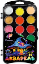 Акварельные краски 18цв. Фантазия, б\к (классич. + неон. + перламутр. + золотой + серебряный)