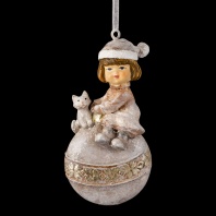 Украшение ErichKrause Decor Девочка с котенком на шаре 9см Украшение ErichKrause Decor Девочка с котенком на шаре 9см