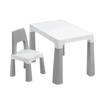 Стол детский + стул BRABIX KIDS CS-003, 2-7 лет, пластик белый + серый, 533292