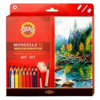Карандаши цветные акварельные художественные KOH-I-NOOR "Mondeluz", 72цв., кисть, точилка, европодвес 3714/72, 3714072001KZ