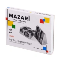 Точилка металлическая, TWIN, 2 отверстия для заточки, без контейнера для стружки, цвет: серебряный, картонная упаковка|ДА|M-6665