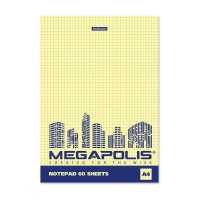 Блокнот на клею ErichKrause MEGAPOLIS® Yellow Concept, А4, 60 листов, клетка, желтый внутренний блок