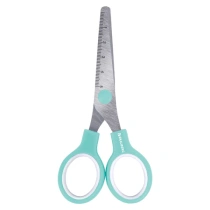 Ножницы BRAUBERG KIDS 130 мм, ручки мятные, закругленные лезвия с линейкой, 274062