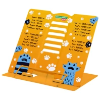 Подставка для книг и учебников BRAUBERG KIDS mini "Лапки" с единицами измерения, регулируемый угол наклона, металлическая, 238970