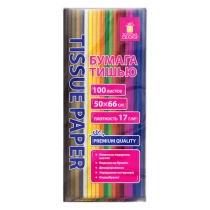 Цветная бумага ТИШЬЮ 17г/м2, 50х66см, 100 листов 20 цветов интенсив ассорти, ЗОЛОТАЯ СКАЗКА, 116496