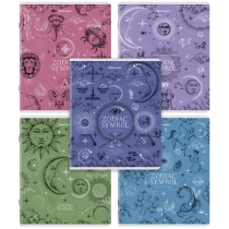 Тетради ДЭК А5 48 л. КОМПЛЕКТ 5 шт. BRAUBERG, скоба, клетка, SoftTouch, фольга, "Zodiac", 404679