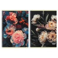 Тетради ДЭК А4 96 л. КОМПЛЕКТ 2 шт. BRAUBERG гребень, клетка, глянцевый лак, ЦВЕТЫ, 404881