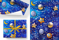 Бумага упаковочная 70*100см  "Звездное небо"