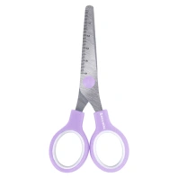 Ножницы BRAUBERG KIDS 130 мм, ручки лавандовые, закругленные лезвия с линейкой, 274061