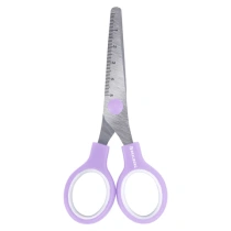 Ножницы BRAUBERG KIDS 130 мм, ручки лавандовые, закругленные лезвия с линейкой, 274061