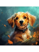Холст с красками 30х30 по номер. в кор "Собаки" (20цв) Добрая собачка (арт. Х-6349)|РЫ|Х-6349