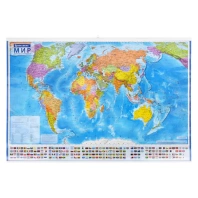 Карта мира политическая 101х71 см, 1:32М, на рейках, с ламинацией, интерактивная, европодвес, BRAUBERG, 112383 Карта мира политическая 101х71 см, 1:32М, на рейках, с ламинацией, интерактивная, европодвес, BRAUBERG, 112383