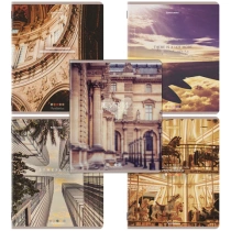 Тетради ДЭК А5 48 л. КОМПЛЕКТ 5 шт. BRAUBERG скоба, клетка, матовая ламинация, GRACE, 404935