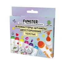 Фломастеры-штампы двусторонние FUNSTER (ФАНСТЕР) 8 цветов, ударопрочный наконечник, 152627