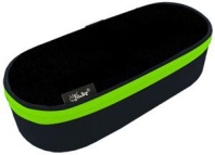 Пенал-косметичка с откид.крышкой (210*85*50) молния, ткань "Чёрный-ярко-салатовый"