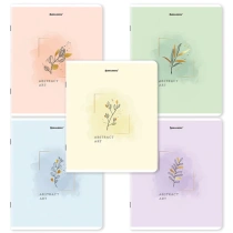 Тетради ДЭК А5 48 л. КОМПЛЕКТ 5 шт. BRAUBERG, скоба, клетка, матовая ламинация, фольга, "Pastel Art", 404678