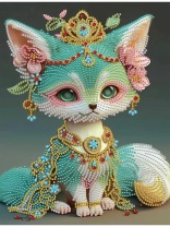 Алмаз мозаика (блест.) 23х30 см, с подр., с част. заполн. (7 цв.) Изумрудная лисичка (арт. НД-9048)|РЫ|НД-9048